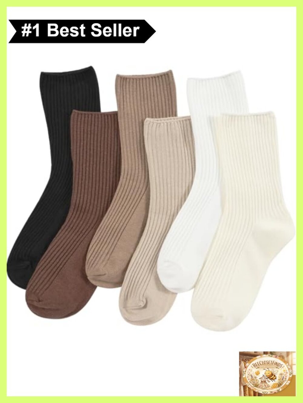 Womens Cotton Crew Socks 6 Pack Cute Fall Workout Casual
